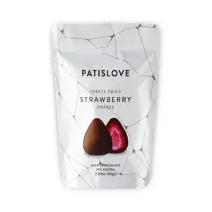 Frysetørrede Jordbær med Mælkechokolade Dragée, Patislove 80g