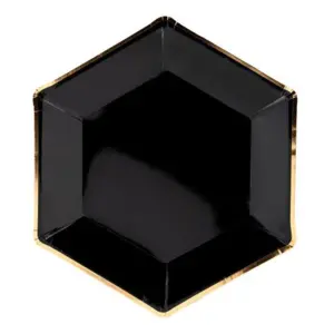 Sort og Guld Tallerkern sæt 6 stk