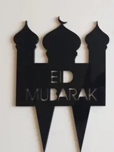 Eid Mubarak Cake Topper MOSKÉ aus schwarzem Glas