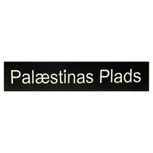Palæstinas Plads Gadeskilt i Træ, Håndlavet, Sort/Hvid