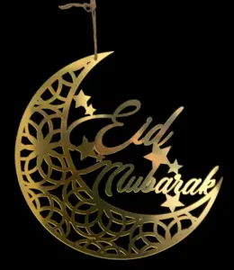 Große goldene Eid Mubarak Dekoration zum Aufhängen 40 x 40 cm
